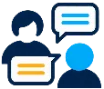 Two speech bubbles in conversation