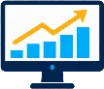 A monitor showing a rising chart