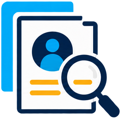 A candidate profile under a magnifying glass