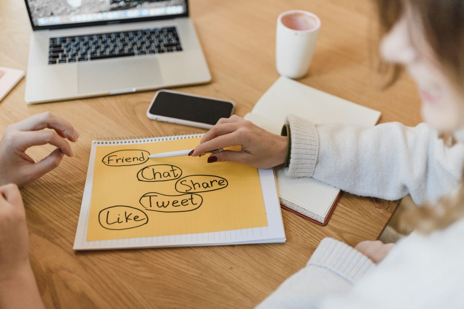 Marketing planning work laid out on a desk